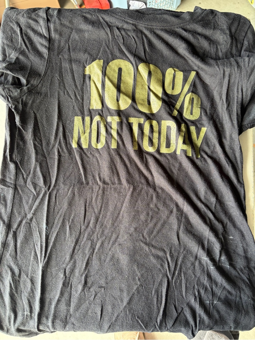 Source Unknown Black Short Sleeve Tee with Gold "100% Not Today" Print